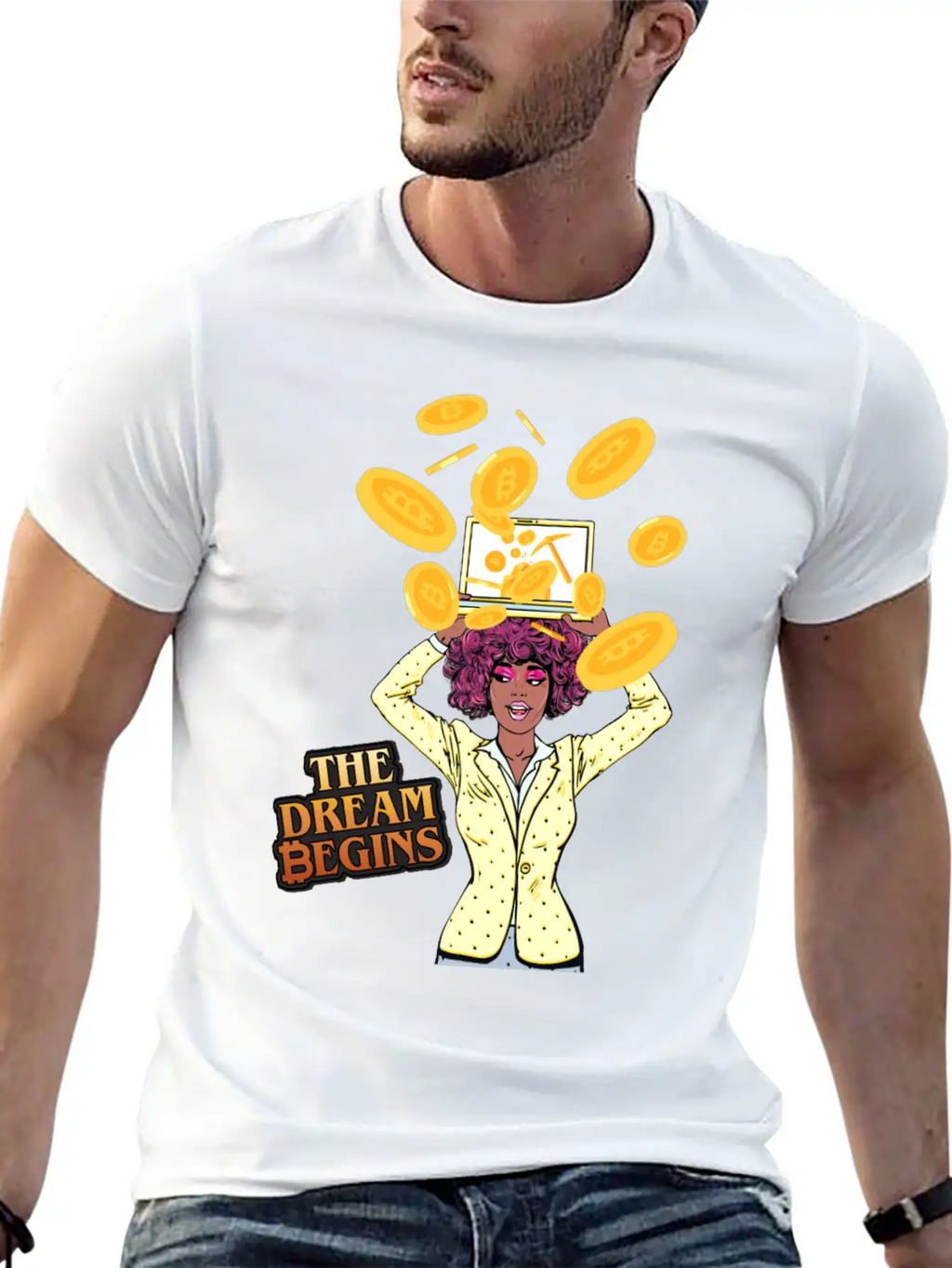 The Bitcoin Dream Begins Classic Fit Graphic Tee For Daily Comfort – Unisex Cotton Shirt