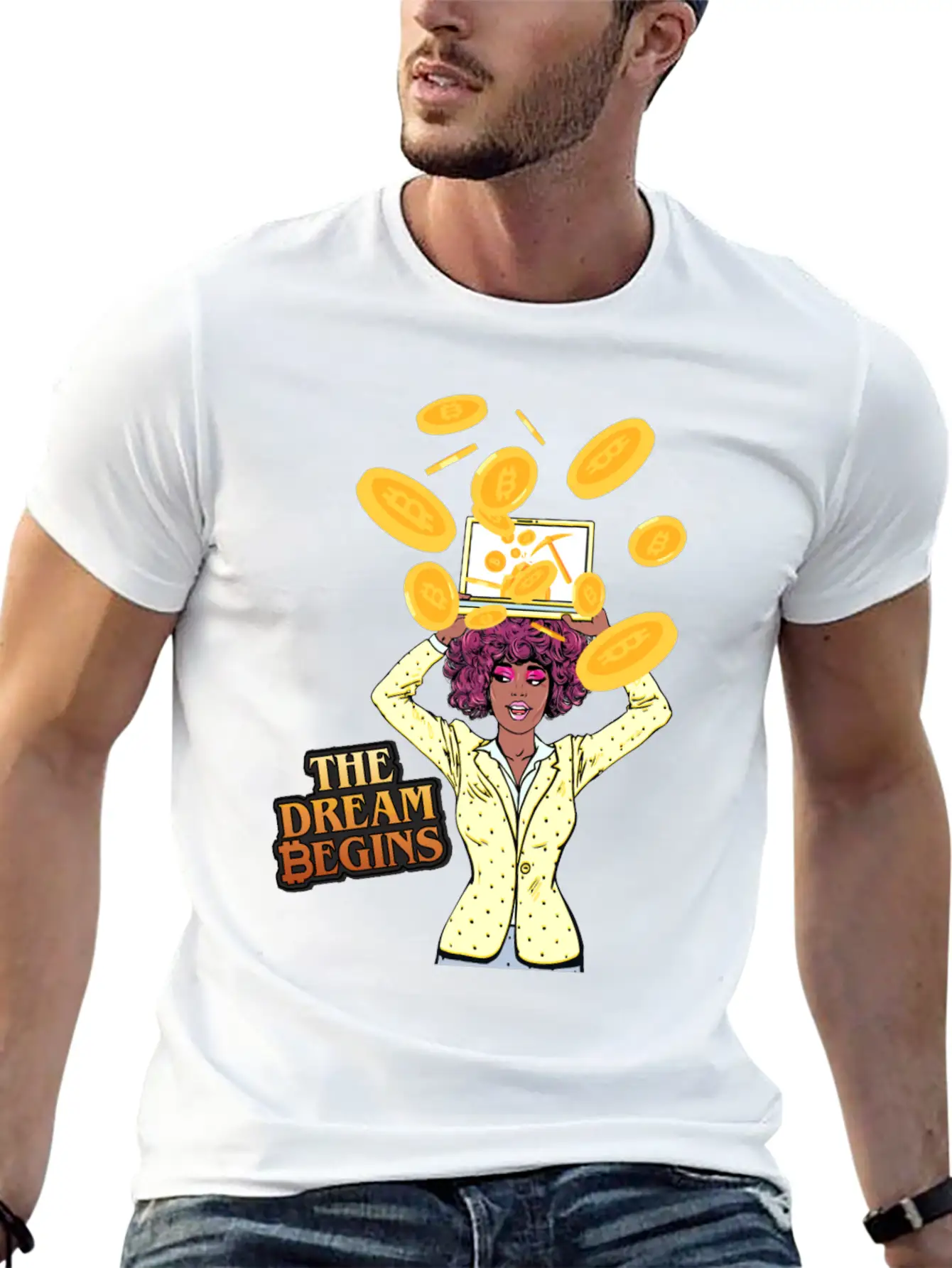 The Bitcoin Dream Begins Classic Fit Graphic Tee For Daily Comfort – Unisex Cotton Shirt