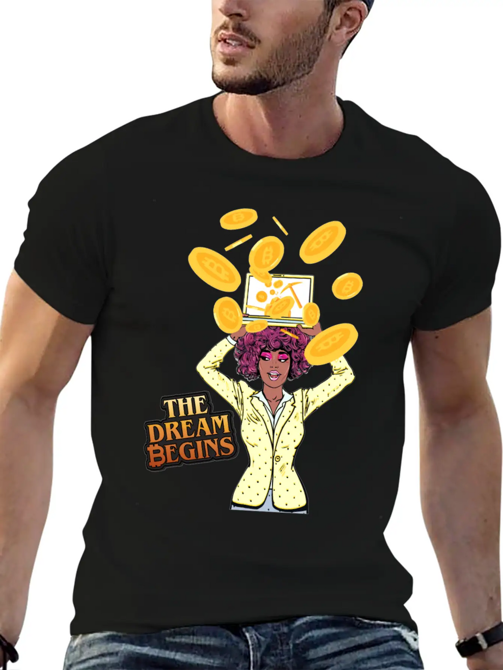 The Bitcoin Dream Begins Classic Fit Graphic Tee For Daily Comfort – Unisex Cotton Shirt
