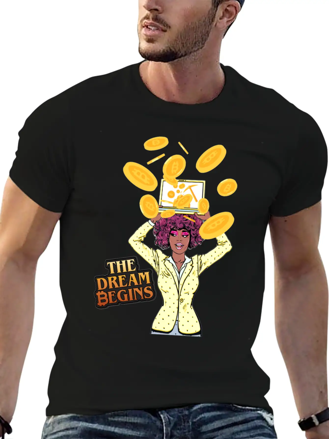The Bitcoin Dream Begins Classic Fit Graphic Tee For Daily Comfort – Unisex Cotton Shirt