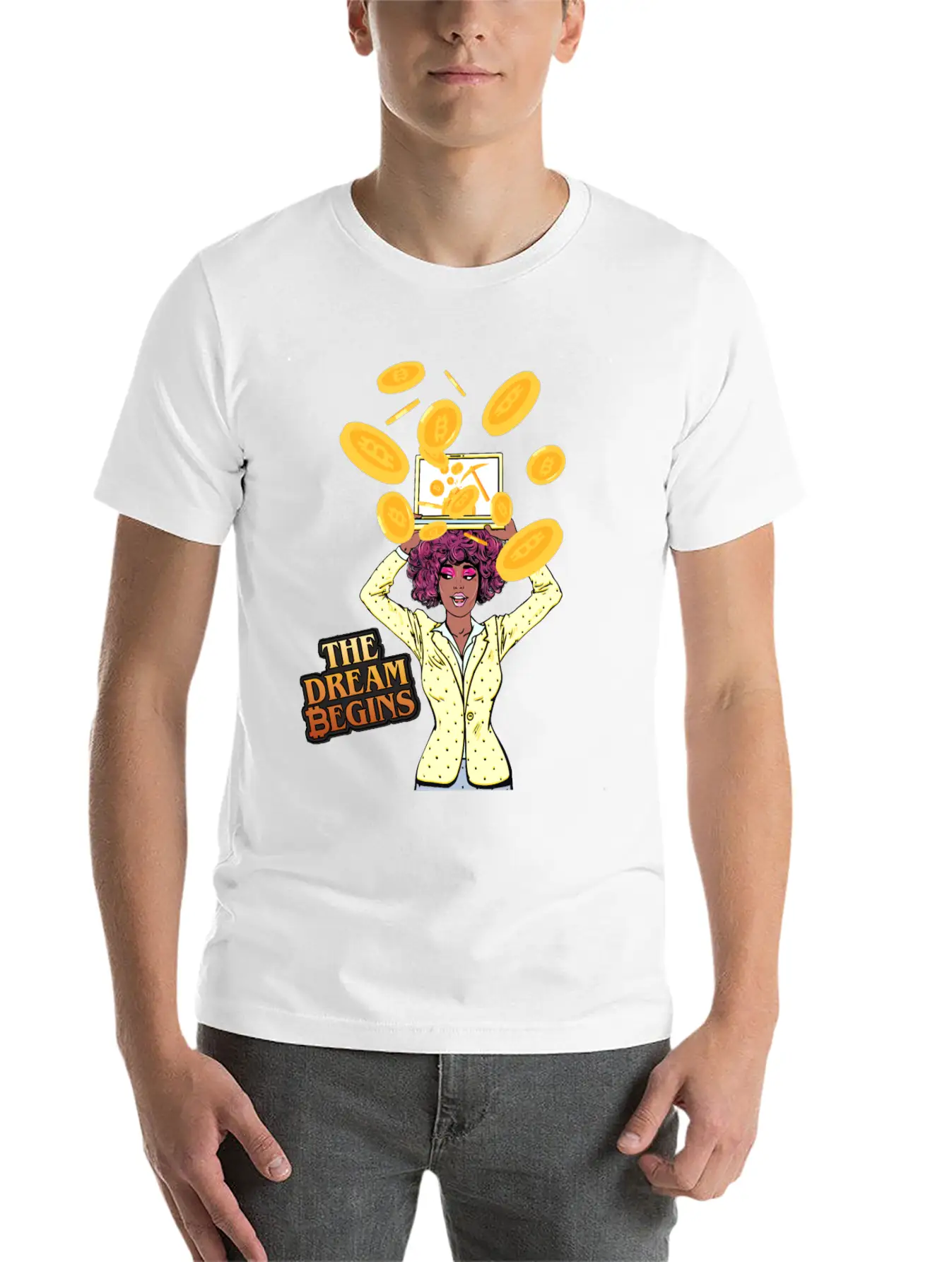 The Bitcoin Dream Begins Classic Fit Graphic Tee For Daily Comfort – Unisex Cotton Shirt