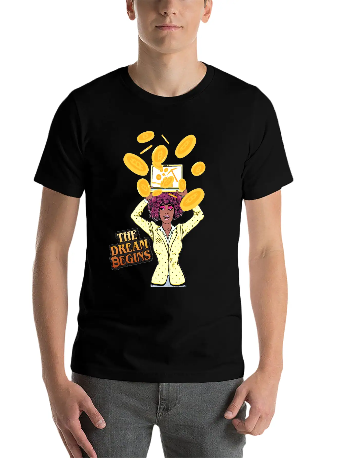 The Bitcoin Dream Begins Classic Fit Graphic Tee For Daily Comfort – Unisex Cotton Shirt