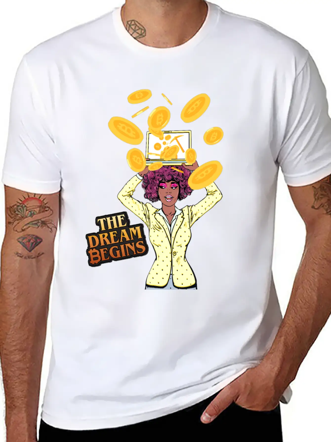 The Bitcoin Dream Begins Classic Fit Graphic Tee For Daily Comfort – Unisex Cotton Shirt