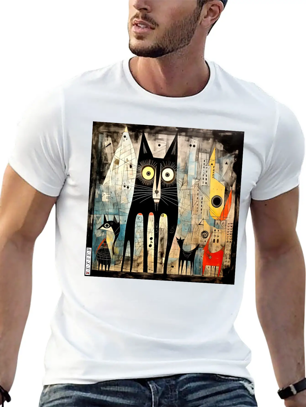 The Black Cat Classic Fit Graphic Tee For Daily Comfort – Unisex Cotton Shirt