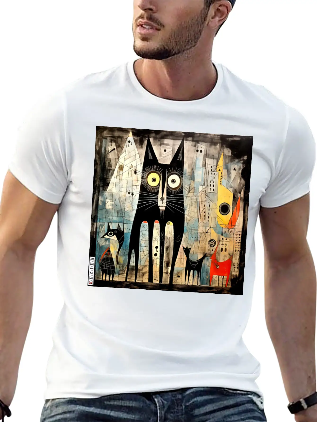 The Black Cat Classic Fit Graphic Tee For Daily Comfort – Unisex Cotton Shirt