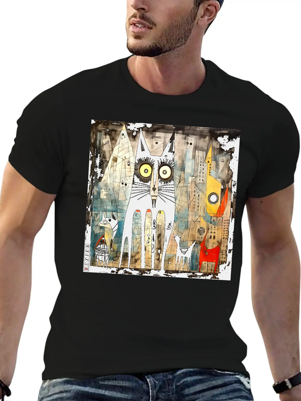 The Black Cat Classic Fit Graphic Tee For Daily Comfort – Unisex Cotton Shirt