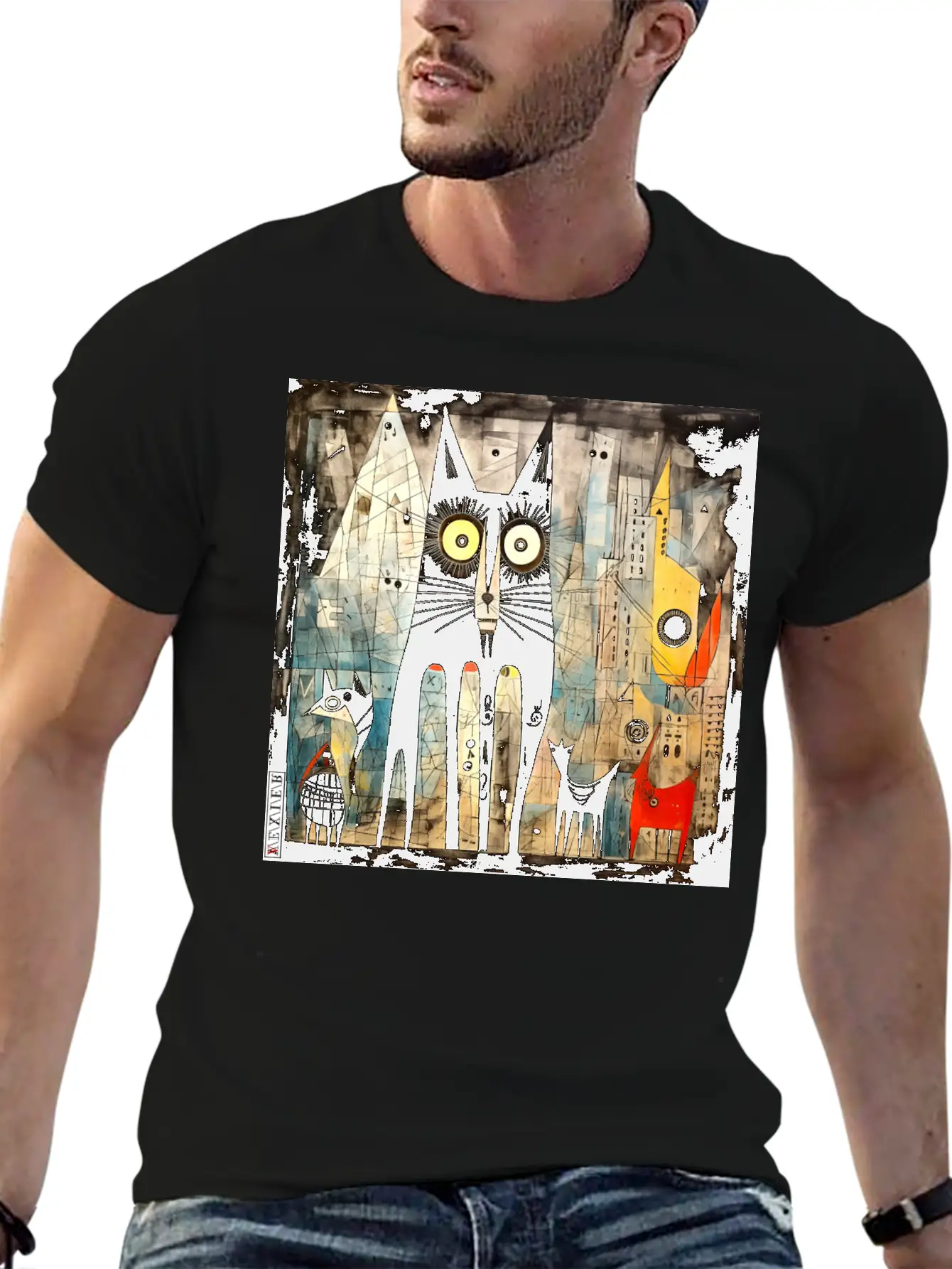 The Black Cat Classic Fit Graphic Tee For Daily Comfort – Unisex Cotton Shirt