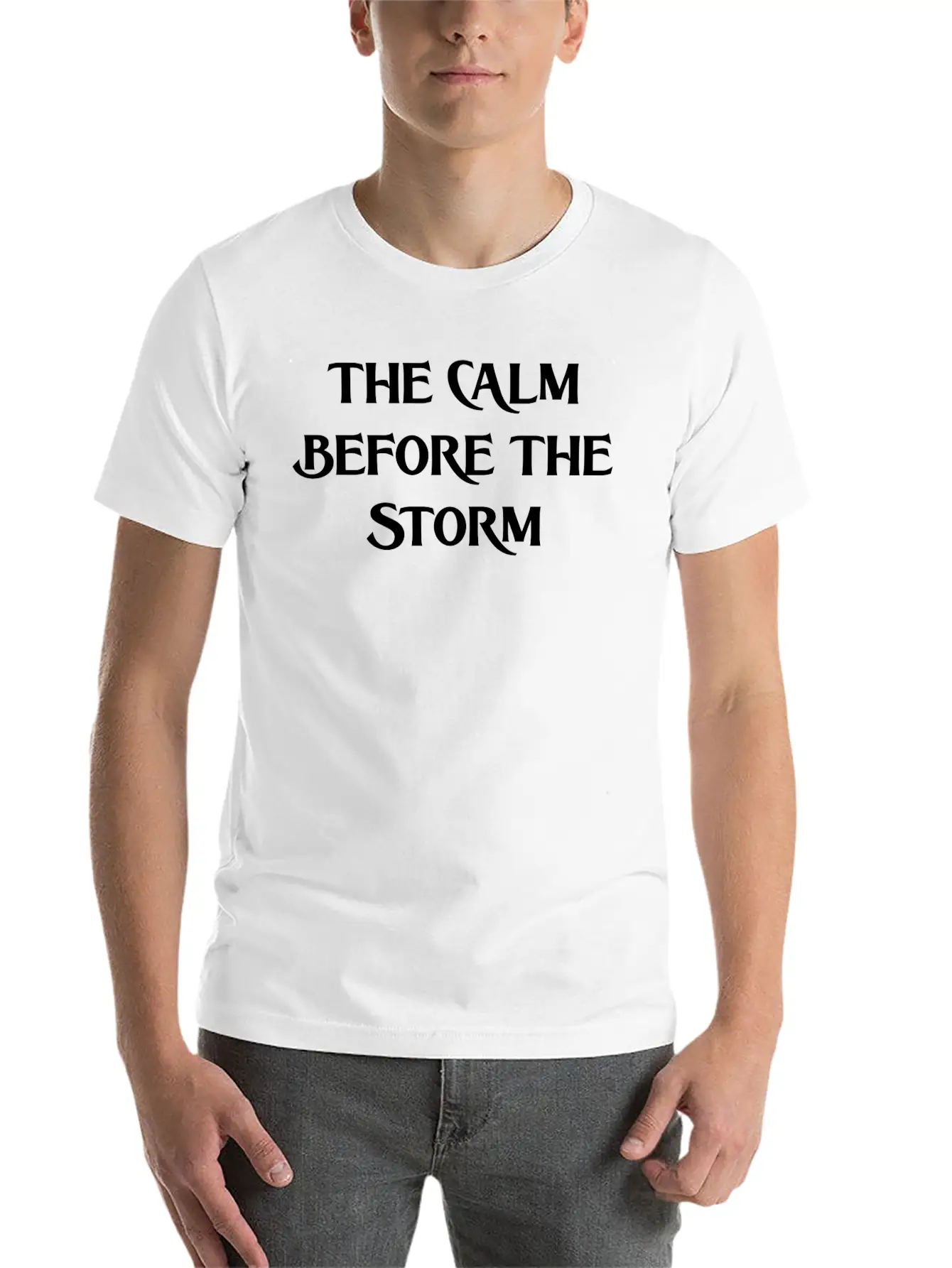 THE CALM BEFORE THE STORM (WHITE PRINT) Casual Graphic T-Shirt – Simple And Comfortable Daily Wear