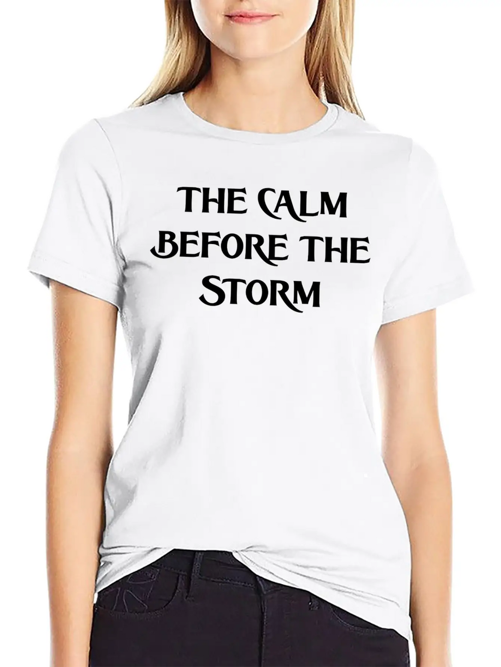 THE CALM BEFORE THE STORM (WHITE PRINT) Casual Graphic T-Shirt – Simple And Comfortable Daily Wear