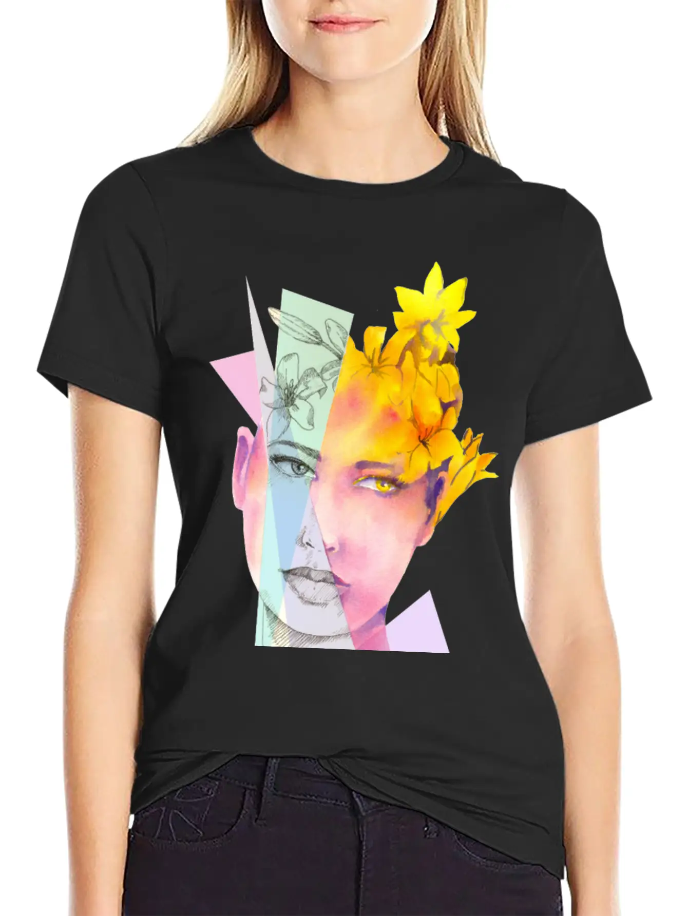 The Girl With Fire Flowers In Her Hair Classic Fit Graphic Tee For Daily Comfort – Unisex Cotton Shirt