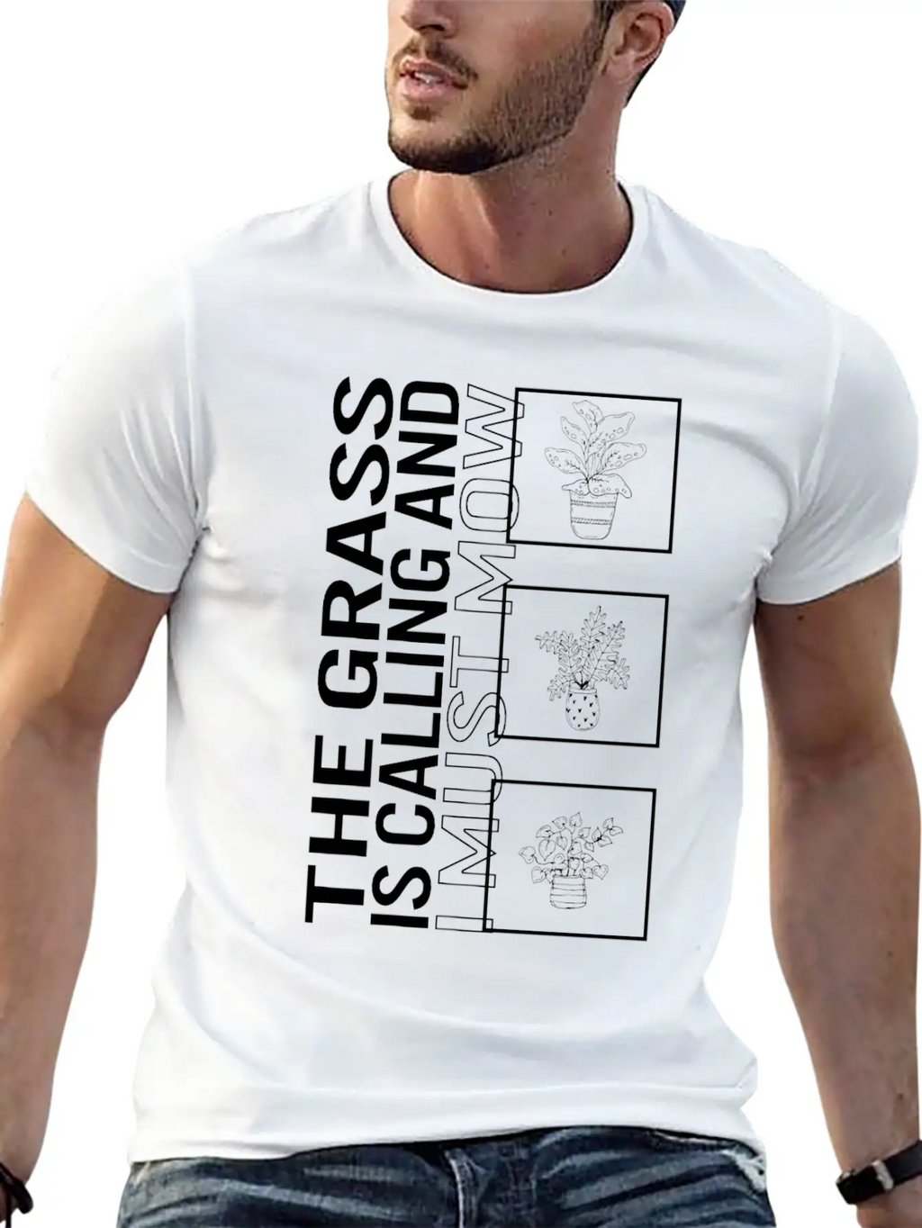 The Grass Is Calling And I Must Mow, Garden Plant Unisex Short Sleeve Soft Cotton T-Shirt – Casual Everyday Wear