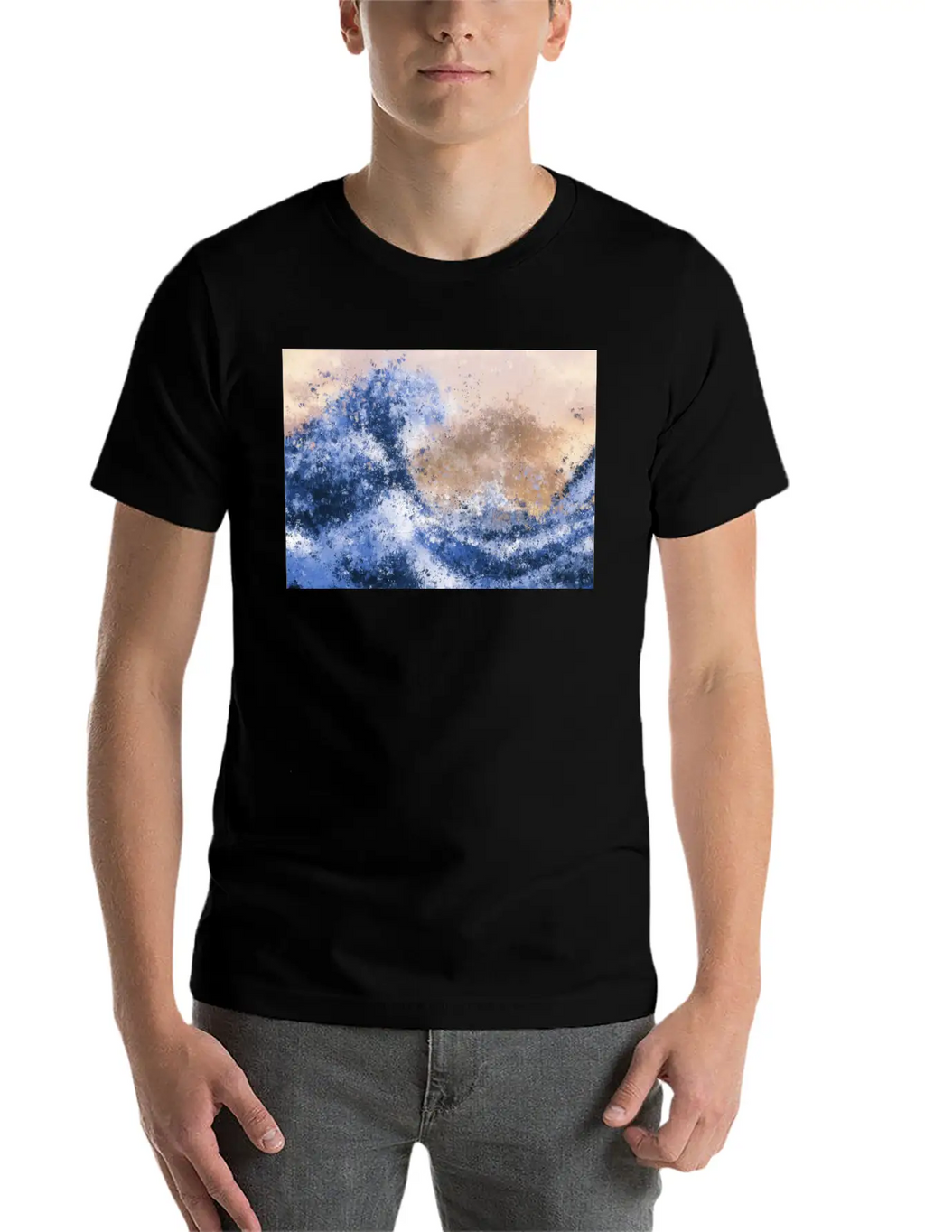 The Great Wave Inspired Abstract Painting Casual Graphic T-Shirt – Simple And Comfortable Daily Wear
