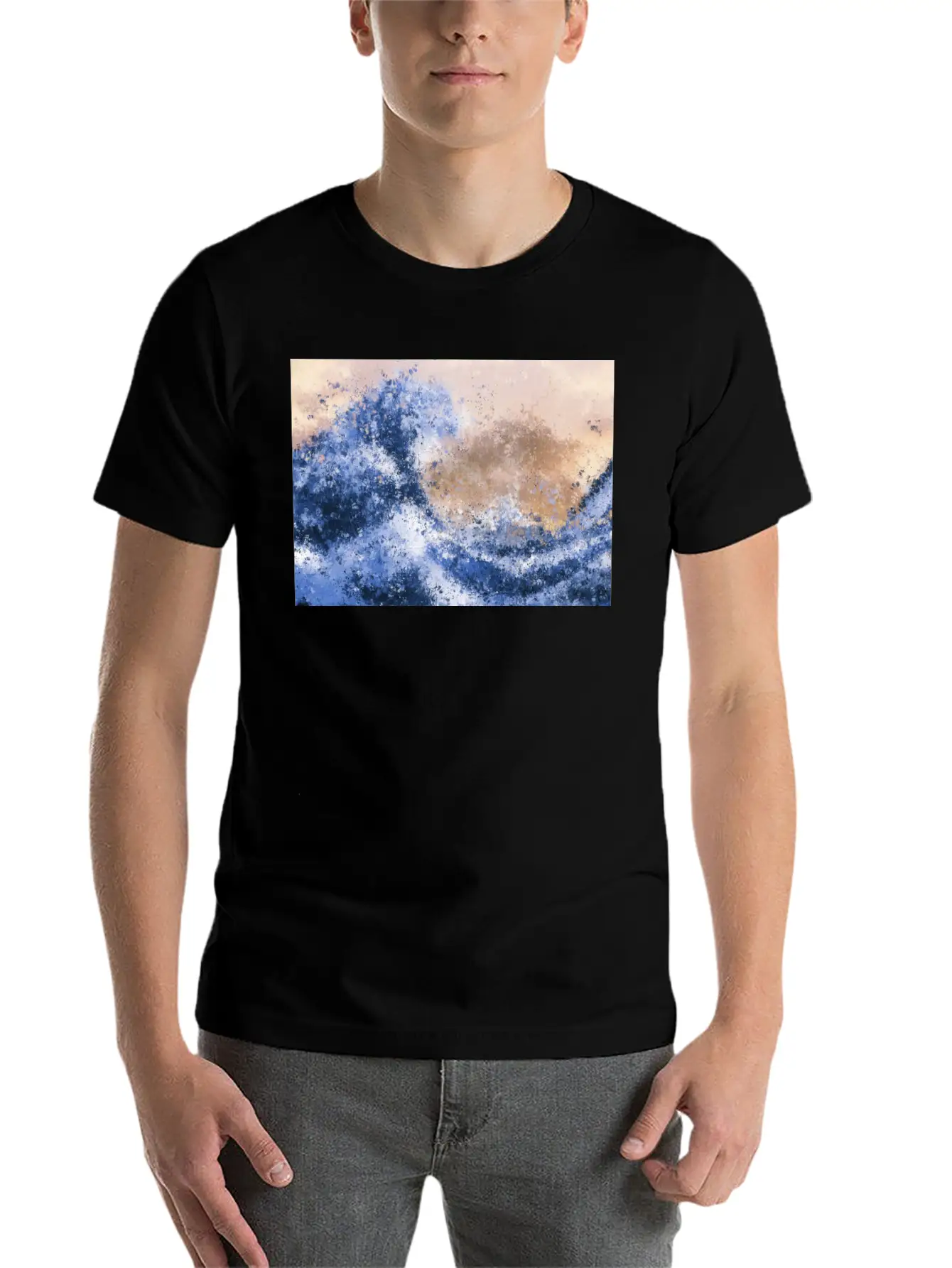 The Great Wave Inspired Abstract Painting Casual Graphic T-Shirt – Simple And Comfortable Daily Wear