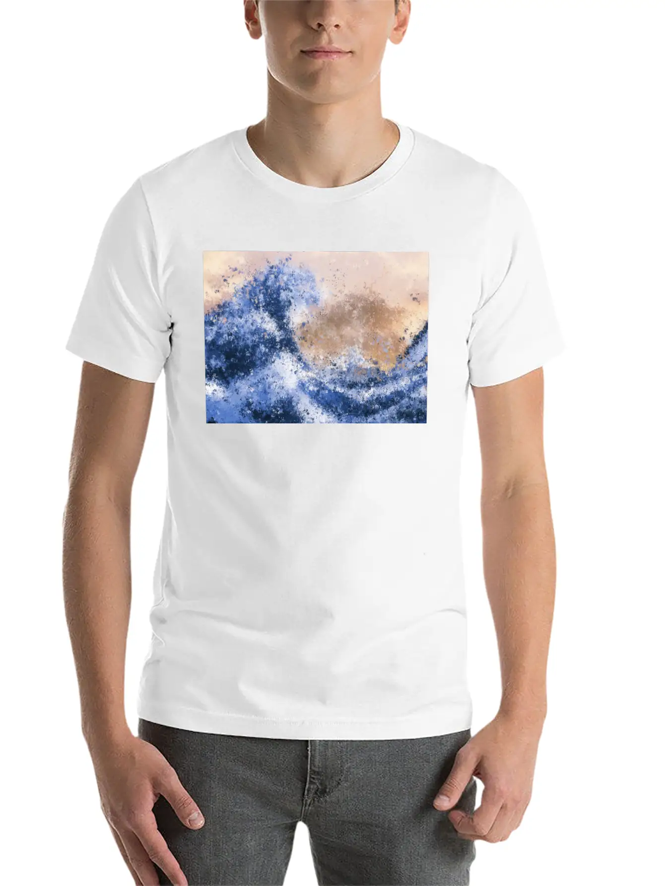 The Great Wave Inspired Abstract Painting Casual Graphic T-Shirt – Simple And Comfortable Daily Wear