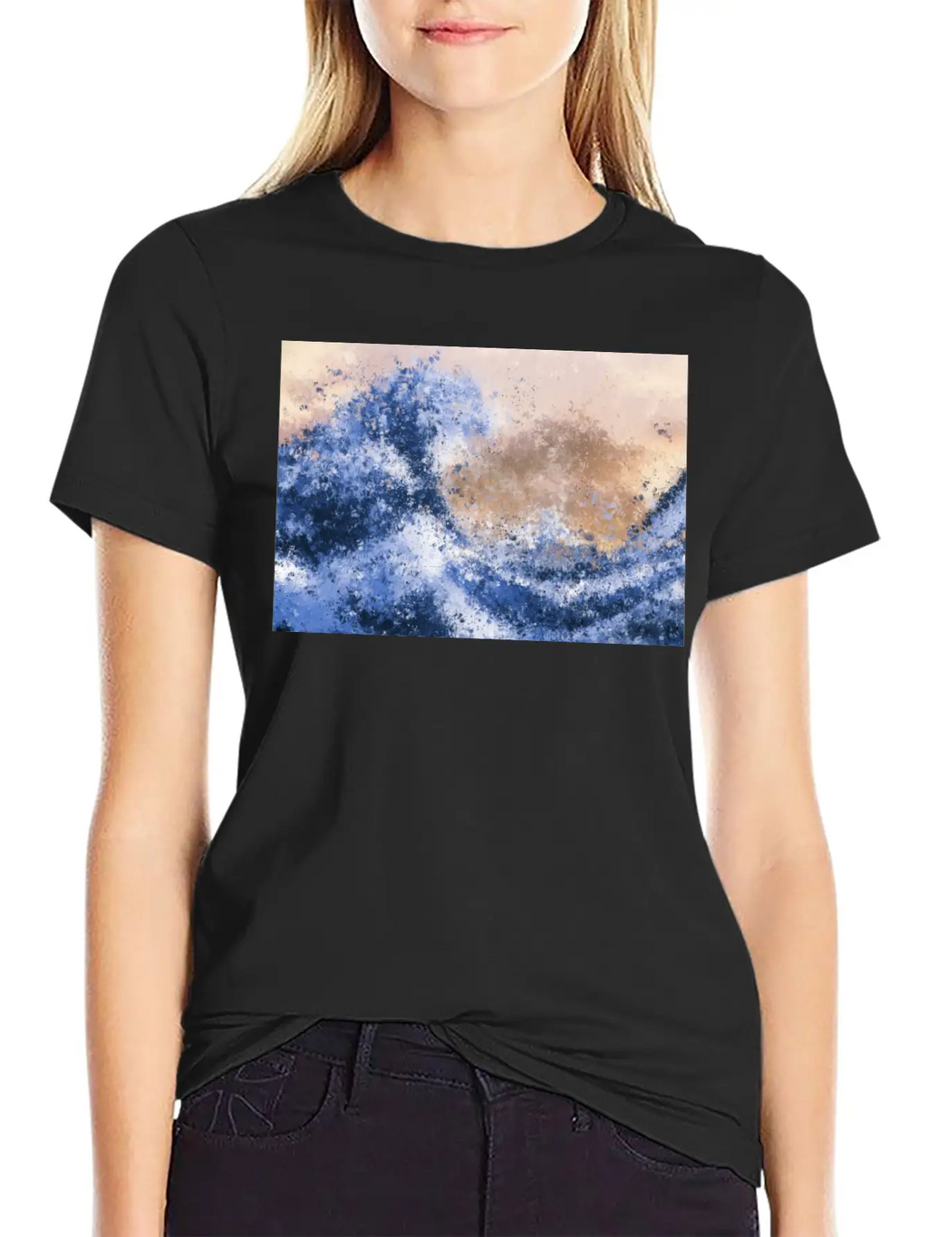 The Great Wave Inspired Abstract Painting Casual Graphic T-Shirt – Simple And Comfortable Daily Wear