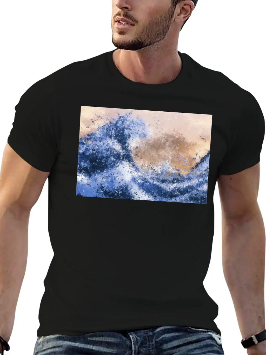 The Great Wave Inspired Abstract Painting Casual Graphic T-Shirt – Simple And Comfortable Daily Wear