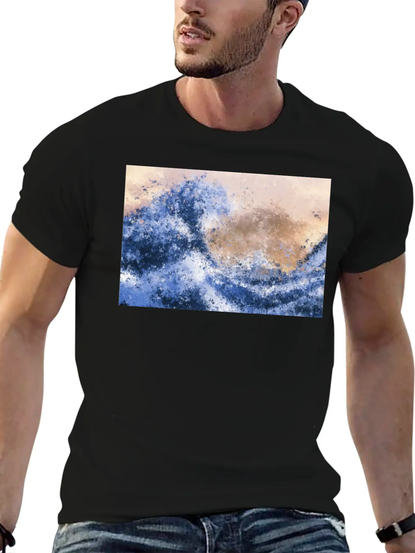The Great Wave Inspired Abstract Painting Casual Graphic T-Shirt – Simple And Comfortable Daily Wear
