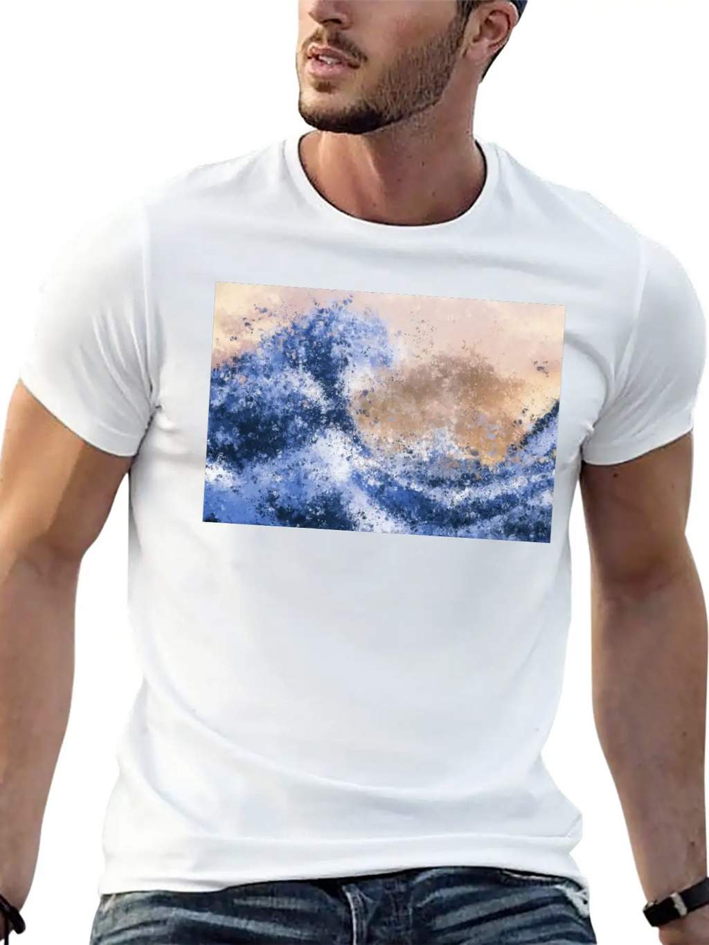 The Great Wave Inspired Abstract Painting Casual Graphic T-Shirt – Simple And Comfortable Daily Wear