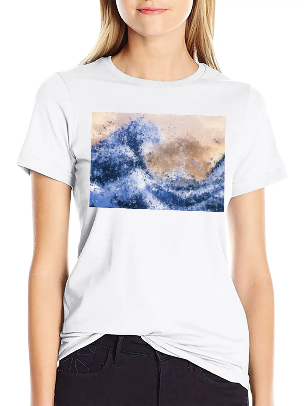 The Great Wave Inspired Abstract Painting Casual Graphic T-Shirt – Simple And Comfortable Daily Wear