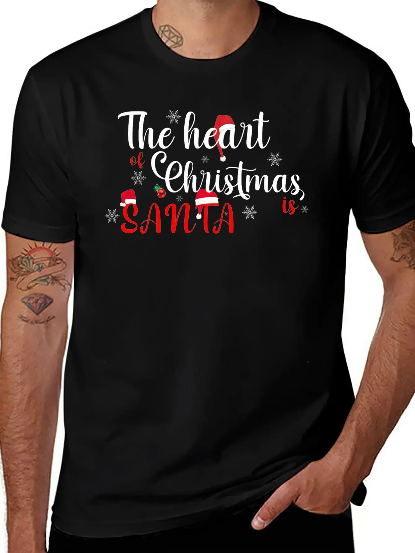 The Heart Of Christmas Is Santa T-SHIRT Casual Graphic T-Shirt – Simple And Comfortable Daily Wear