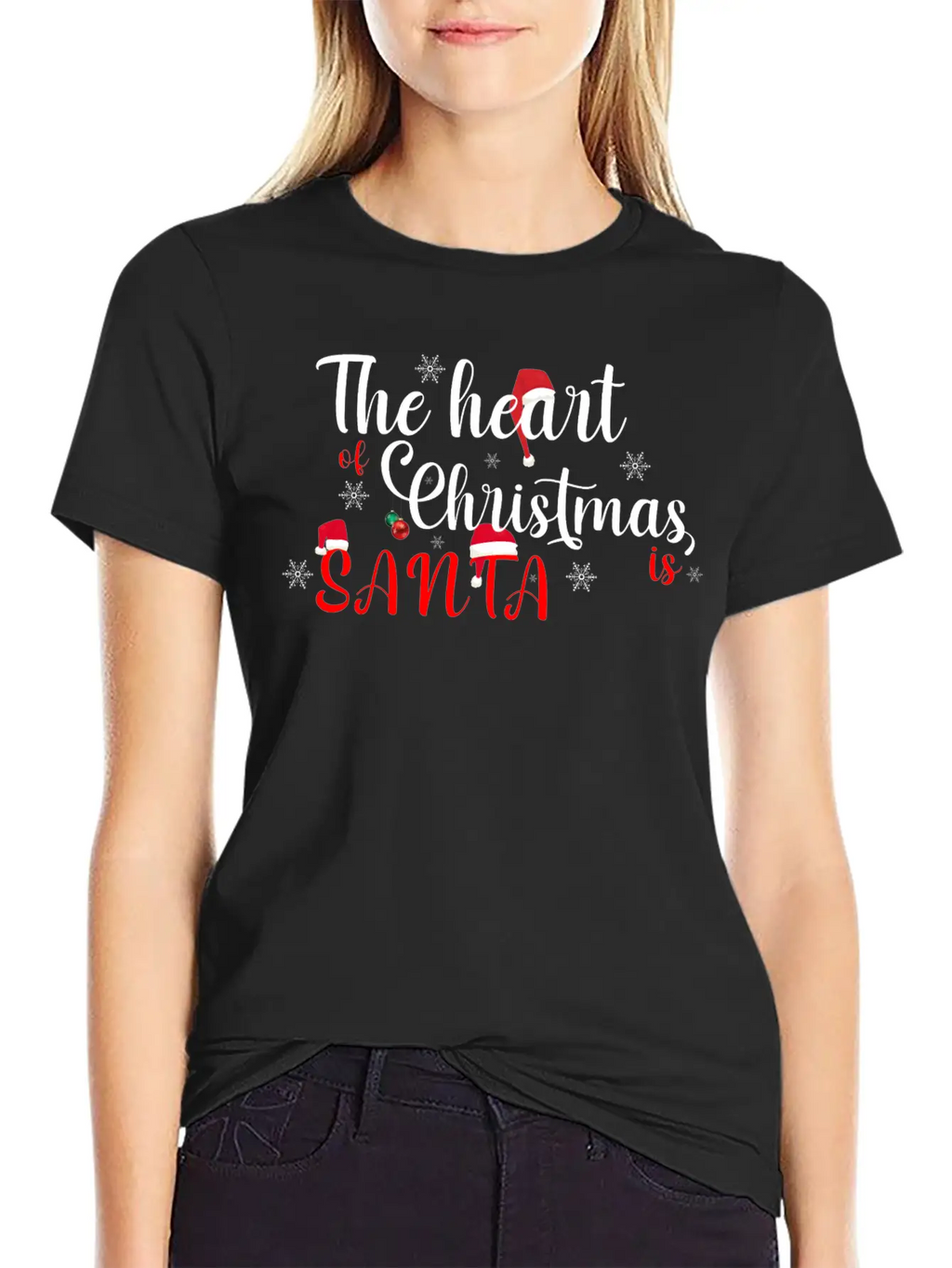 The Heart Of Christmas Is Santa T-SHIRT Casual Graphic T-Shirt – Simple And Comfortable Daily Wear