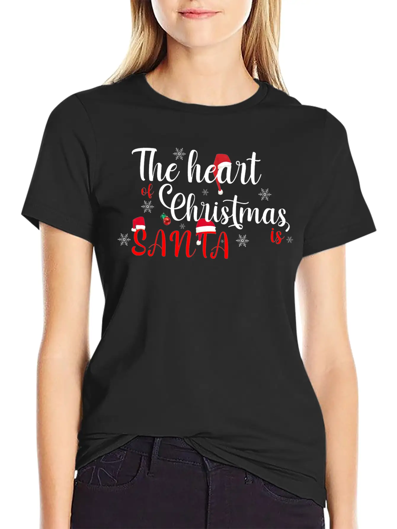 The Heart Of Christmas Is Santa T-SHIRT Casual Graphic T-Shirt – Simple And Comfortable Daily Wear