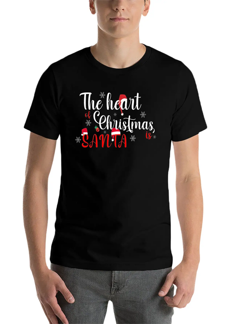 The Heart Of Christmas Is Santa T-SHIRT Casual Graphic T-Shirt – Simple And Comfortable Daily Wear