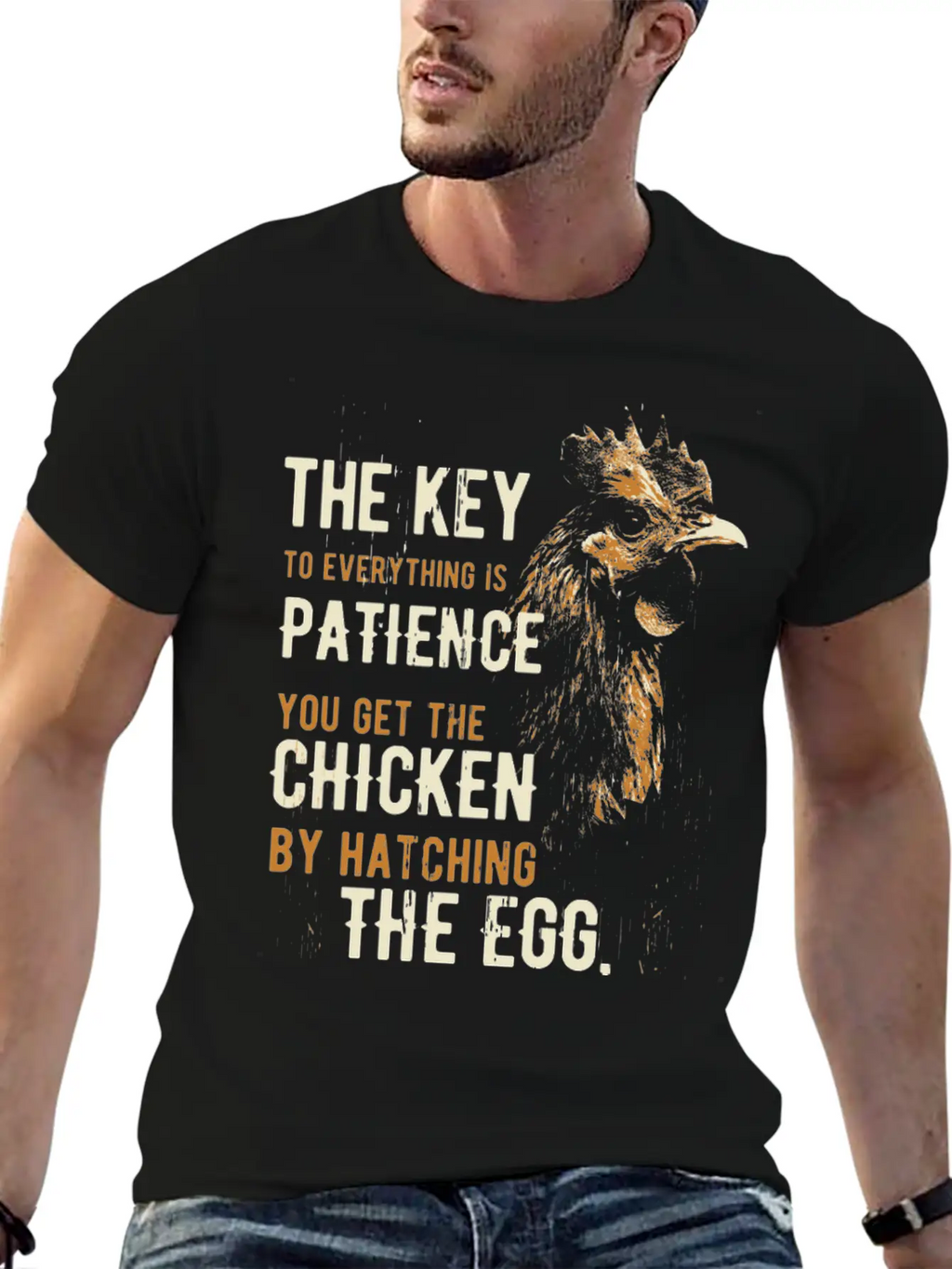The Key Patience Chicken The Egg Unisex Casual T-Shirt – Clean Design For Daily Comfort