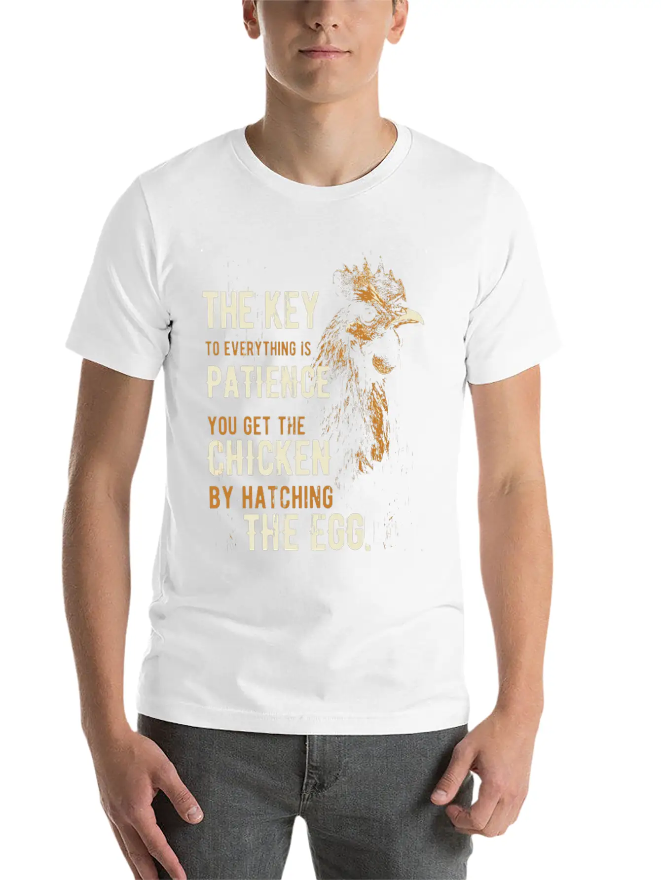 The Key Patience Chicken The Egg Unisex Casual T-Shirt – Clean Design For Daily Comfort