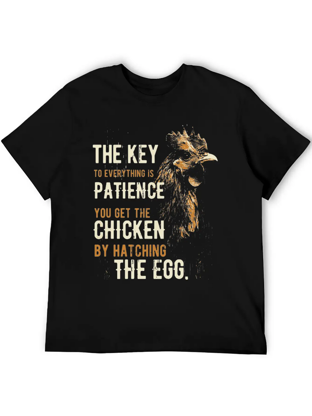 The Key Patience Chicken The Egg Unisex Casual T-Shirt – Clean Design For Daily Comfort