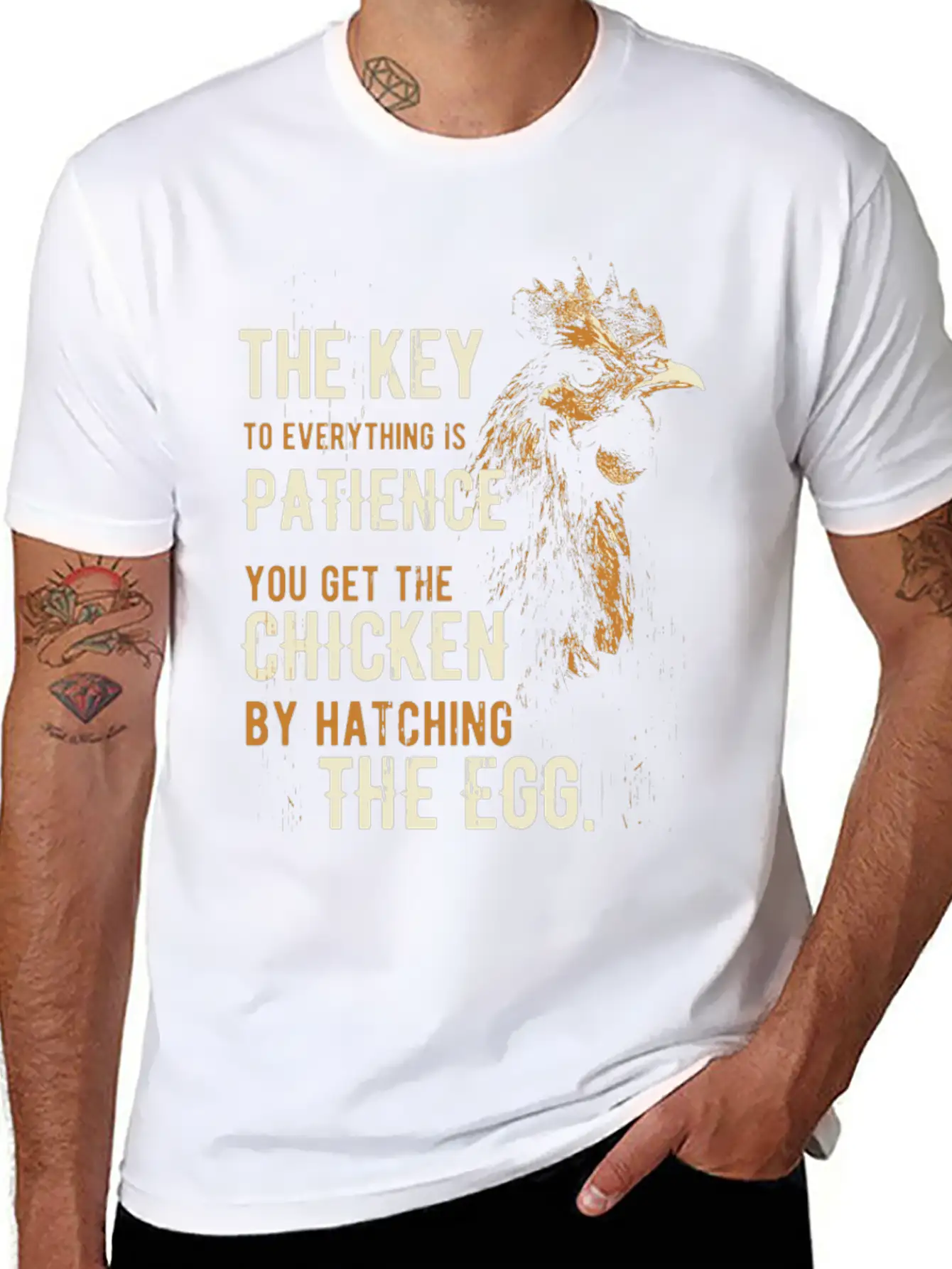 The Key Patience Chicken The Egg Unisex Casual T-Shirt – Clean Design For Daily Comfort