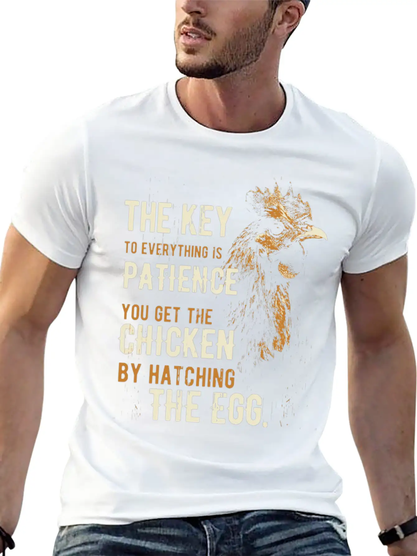 The Key Patience Chicken The Egg Unisex Casual T-Shirt – Clean Design For Daily Comfort