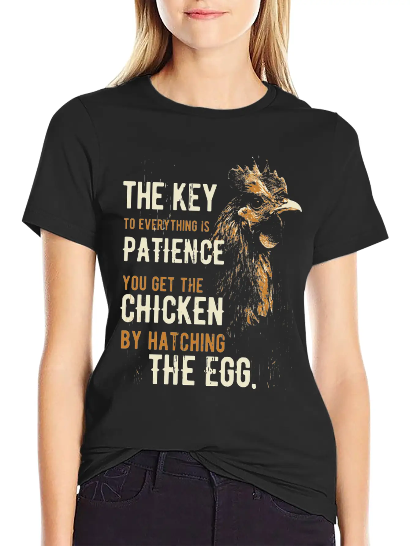 The Key Patience Chicken The Egg Unisex Casual T-Shirt – Clean Design For Daily Comfort