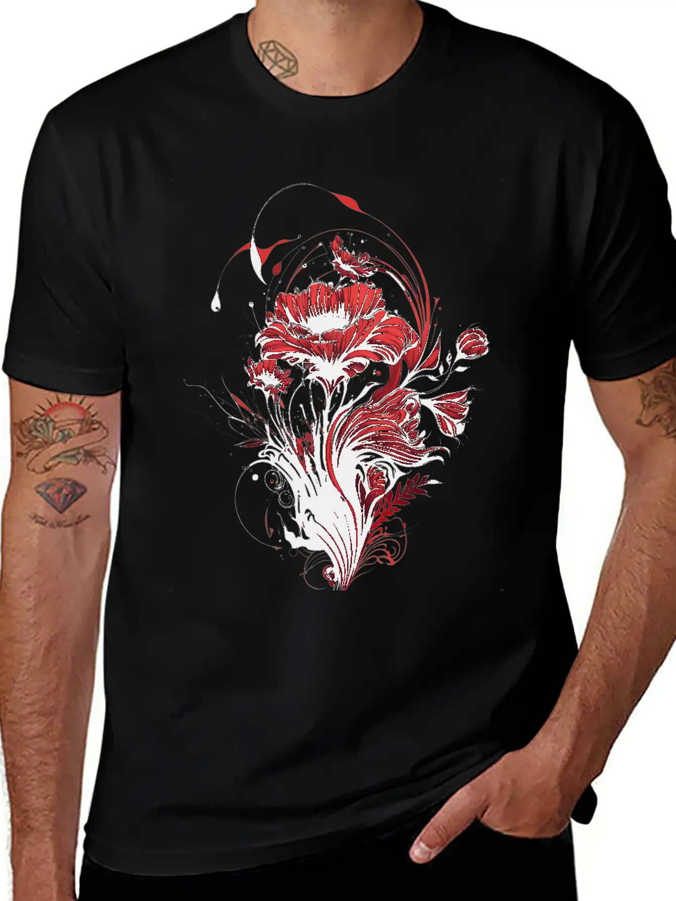The Love: Red Flowers And The Fragrance Of Romance Casual Graphic T-Shirt – Simple And Comfortable Daily Wear