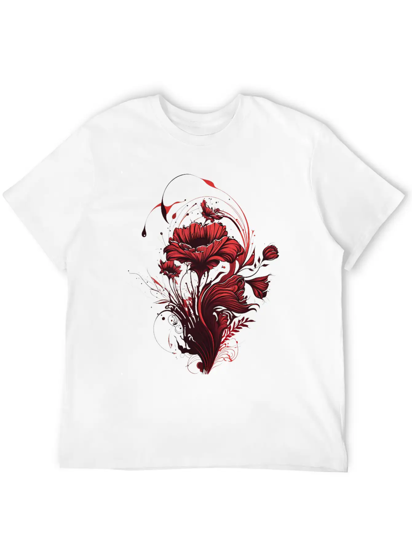 The Love: Red Flowers And The Fragrance Of Romance Casual Graphic T-Shirt – Simple And Comfortable Daily Wear