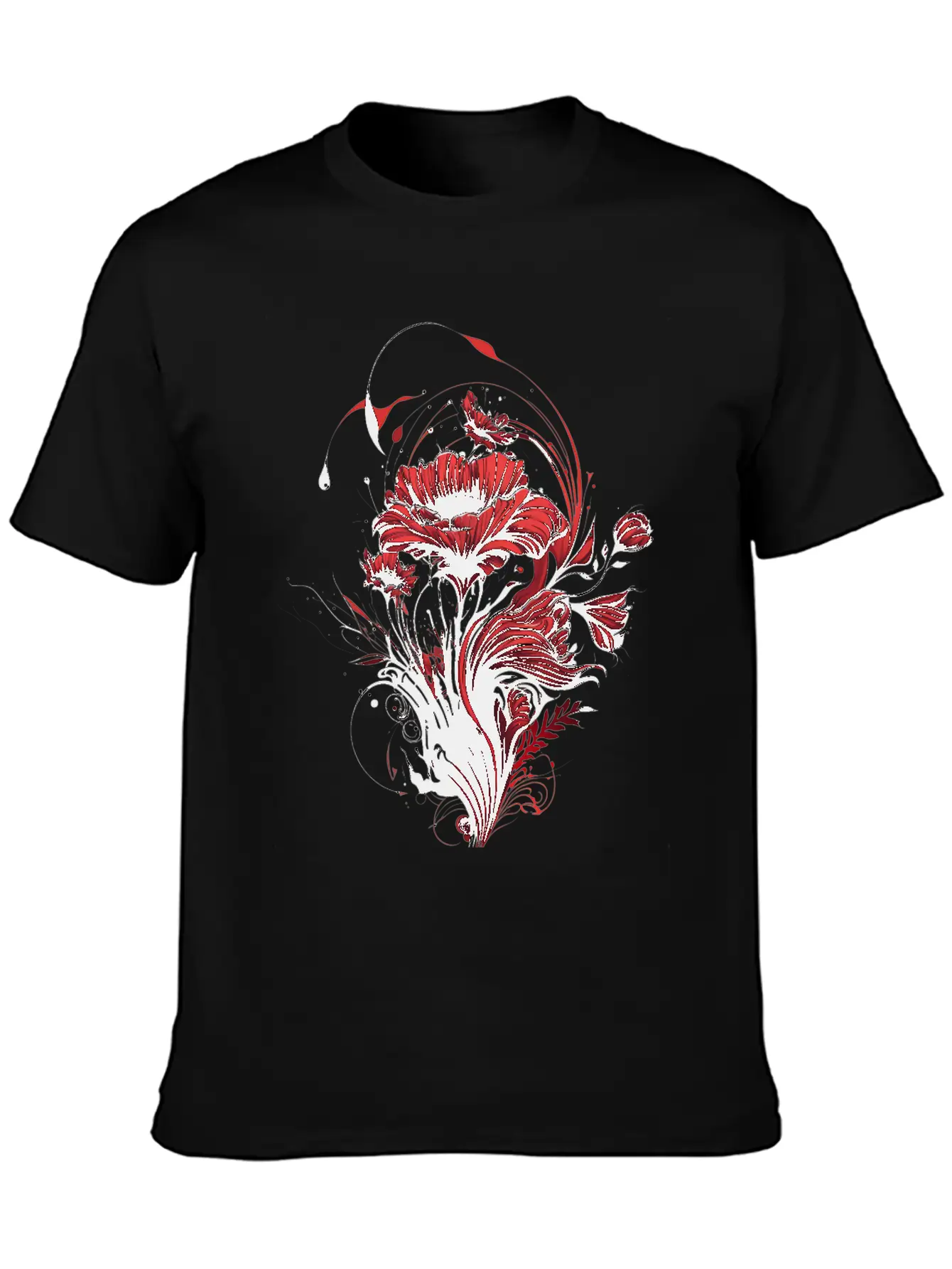 The Love: Red Flowers And The Fragrance Of Romance Casual Graphic T-Shirt – Simple And Comfortable Daily Wear