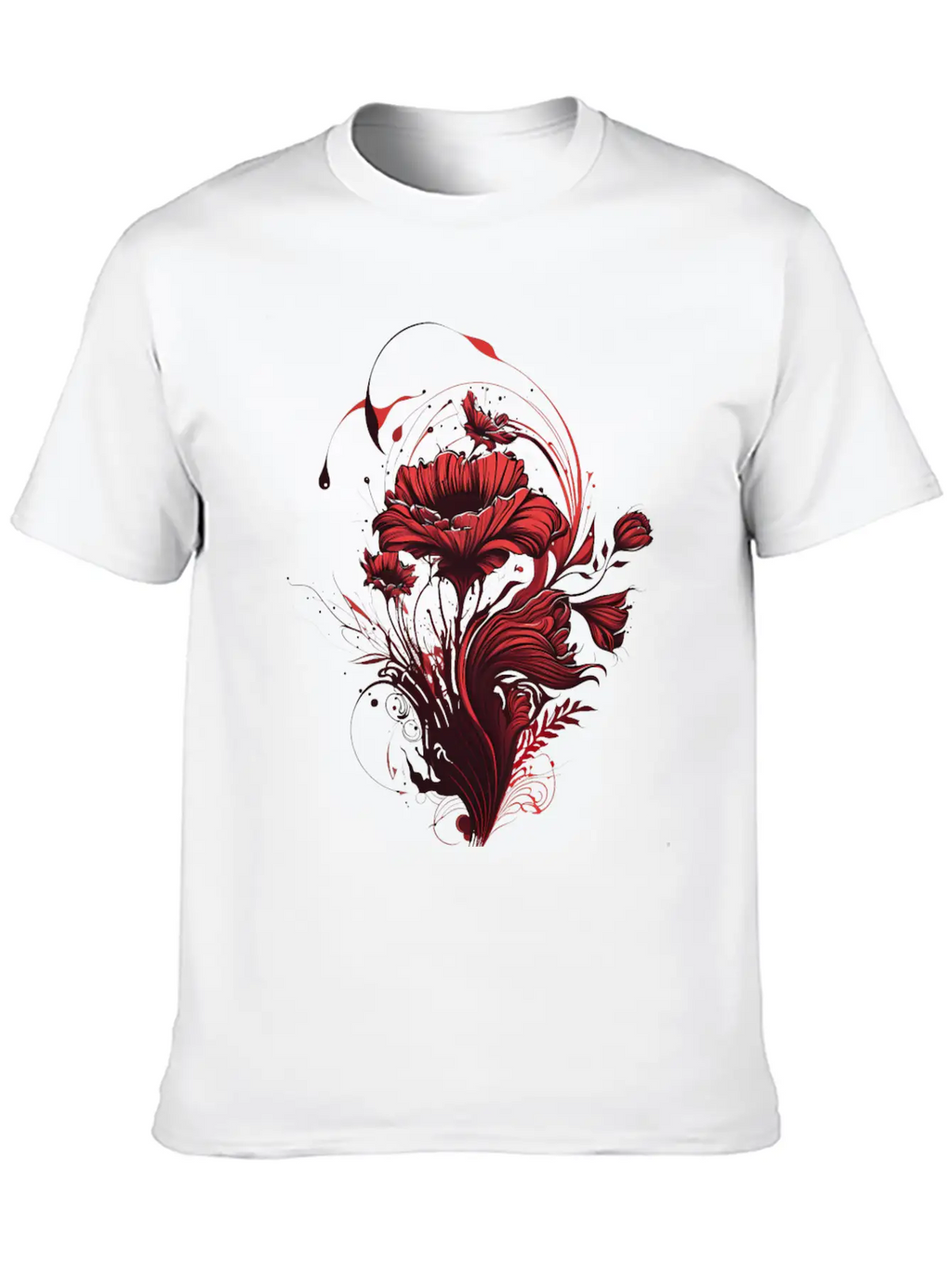The Love: Red Flowers And The Fragrance Of Romance Casual Graphic T-Shirt – Simple And Comfortable Daily Wear