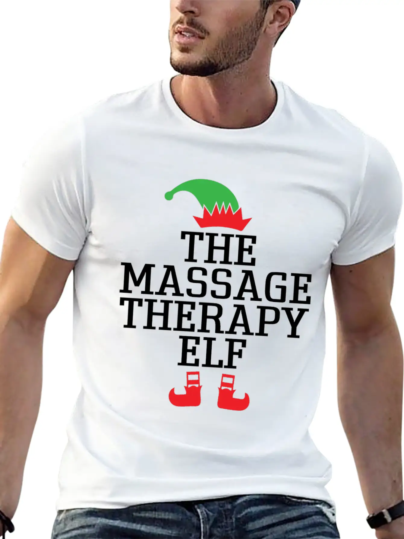 The Massage Therapy ELF, Xmas Christmas Gifts Stylish Everyday T-Shirt – Unisex Basic Cotton Tee