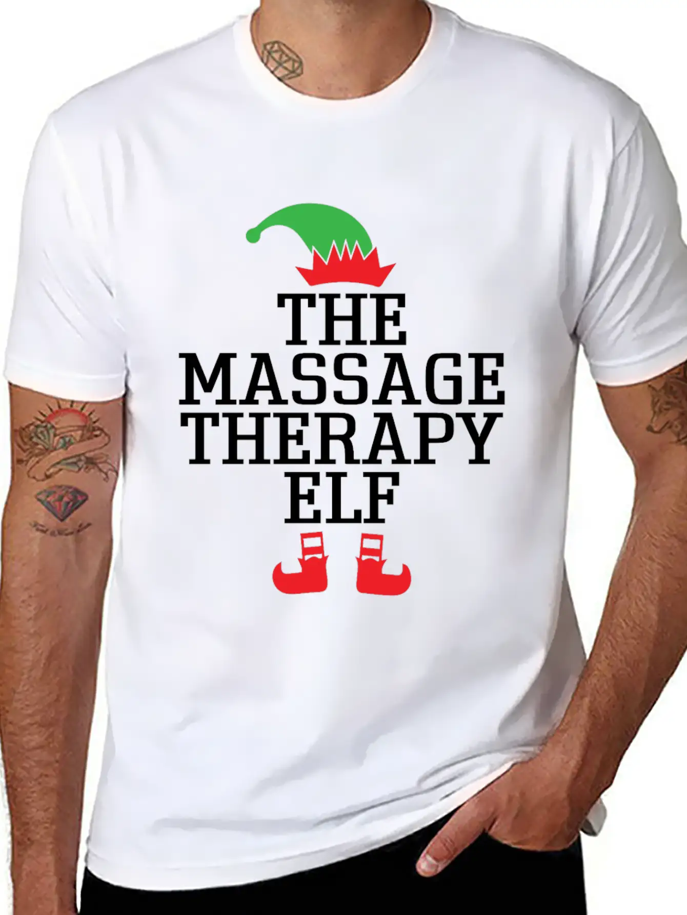The Massage Therapy ELF, Xmas Christmas Gifts Stylish Everyday T-Shirt – Unisex Basic Cotton Tee