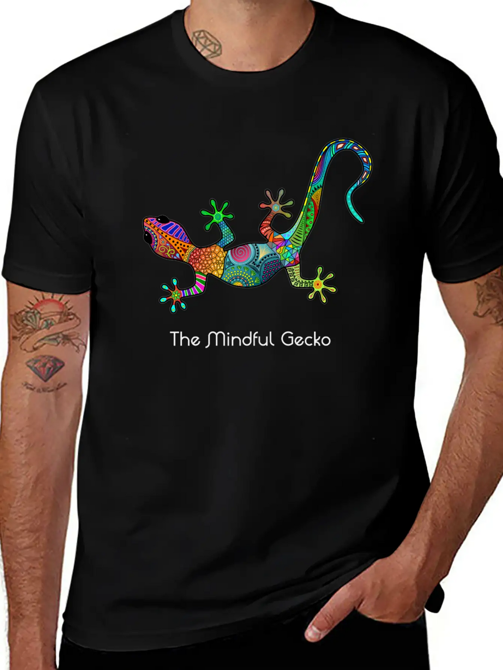 The Mindful Gecko - Light Text Unisex Short Sleeve Soft Cotton T-Shirt – Casual Everyday Wear