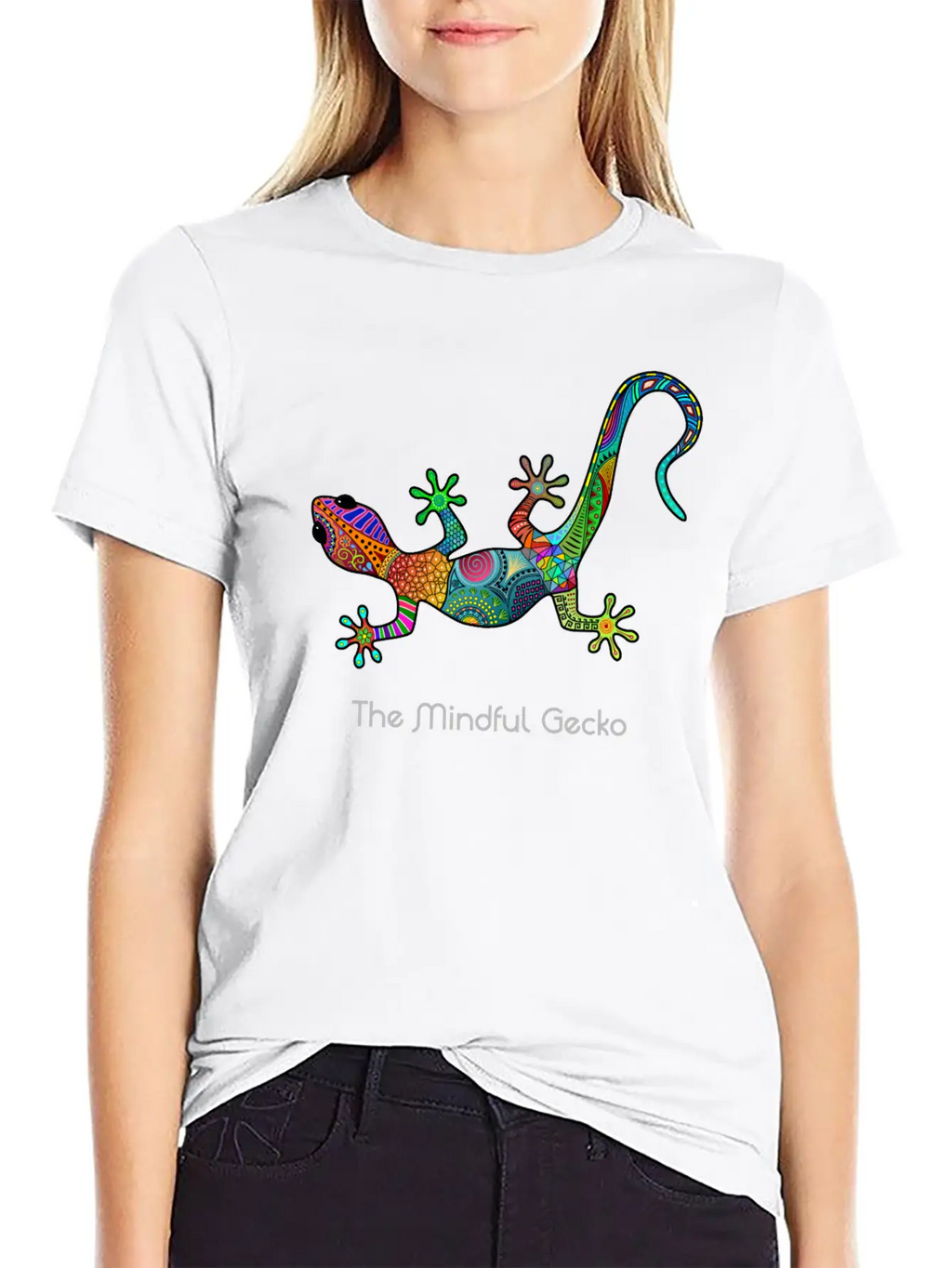 The Mindful Gecko - Light Text Unisex Short Sleeve Soft Cotton T-Shirt – Casual Everyday Wear