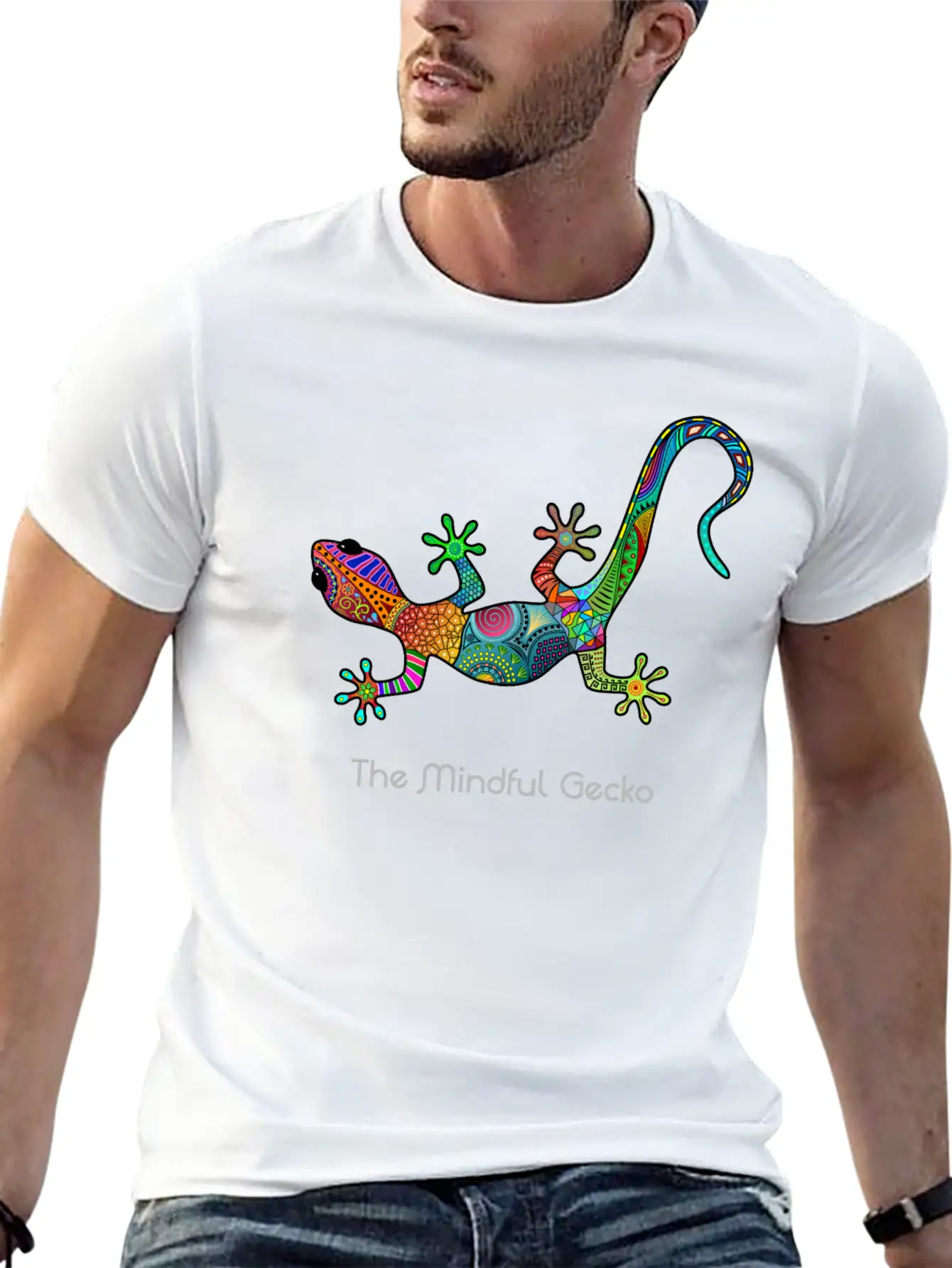 The Mindful Gecko - Light Text Unisex Short Sleeve Soft Cotton T-Shirt – Casual Everyday Wear
