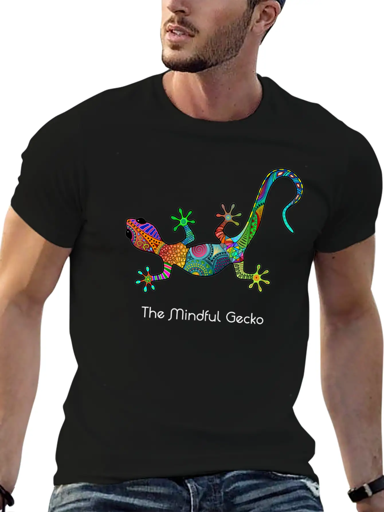 The Mindful Gecko - Light Text Unisex Short Sleeve Soft Cotton T-Shirt – Casual Everyday Wear