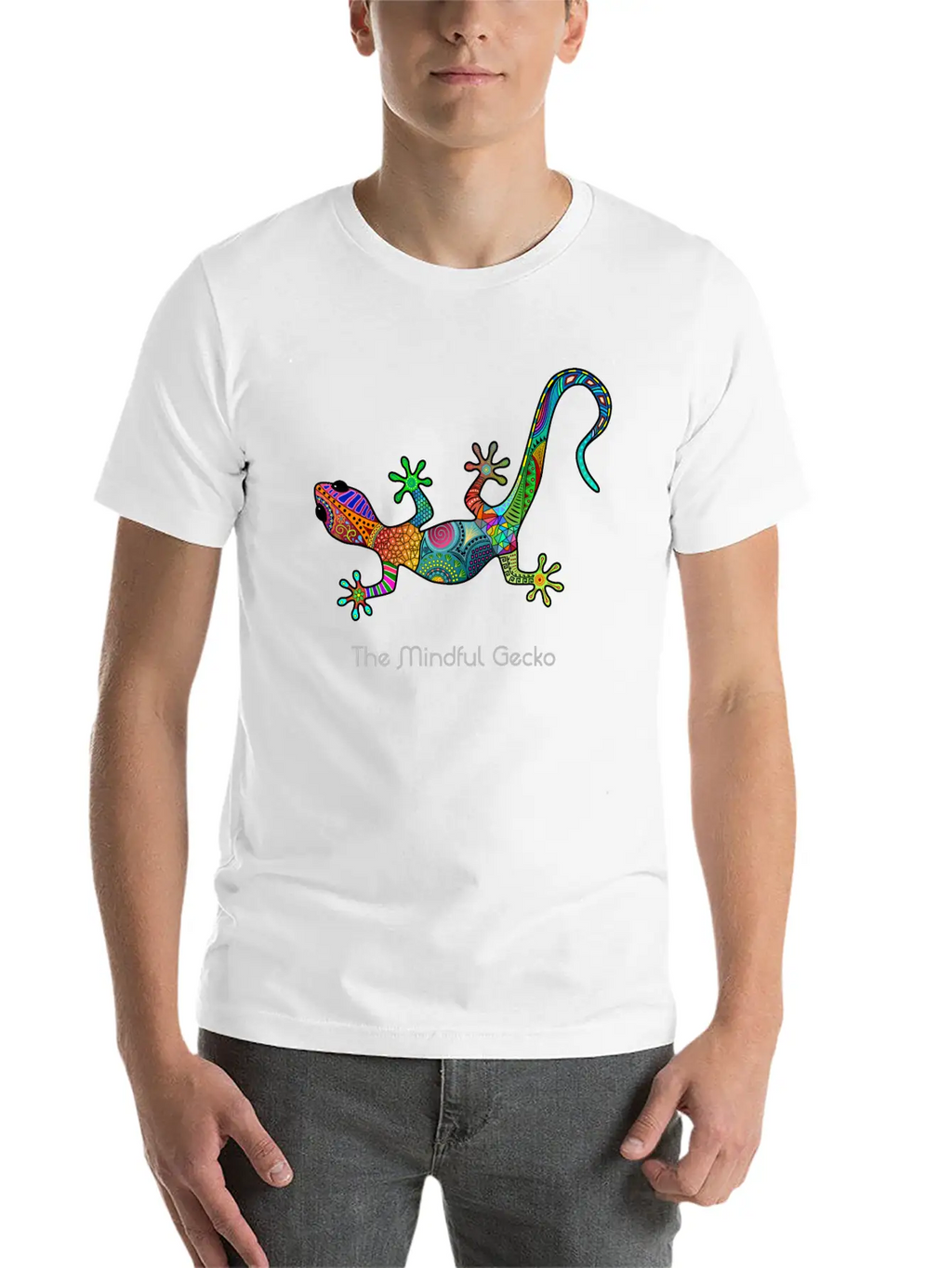 The Mindful Gecko - Light Text Unisex Short Sleeve Soft Cotton T-Shirt – Casual Everyday Wear