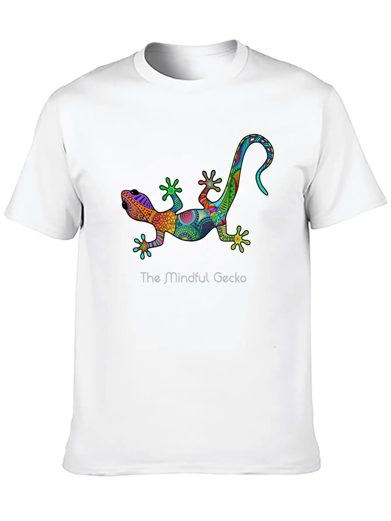 The Mindful Gecko - Light Text Unisex Short Sleeve Soft Cotton T-Shirt – Casual Everyday Wear