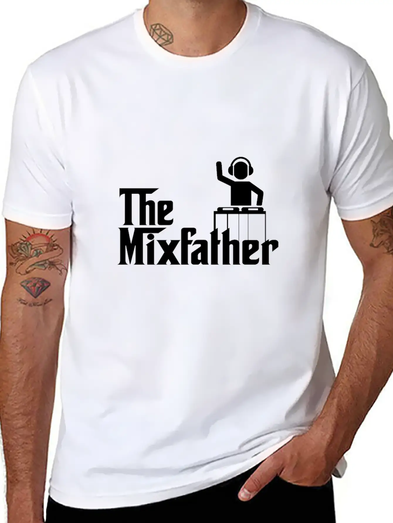 The Mixfather Funny Gift For Disk Jockey DJ Unisex Casual T-Shirt – Clean Design For Daily Comfort