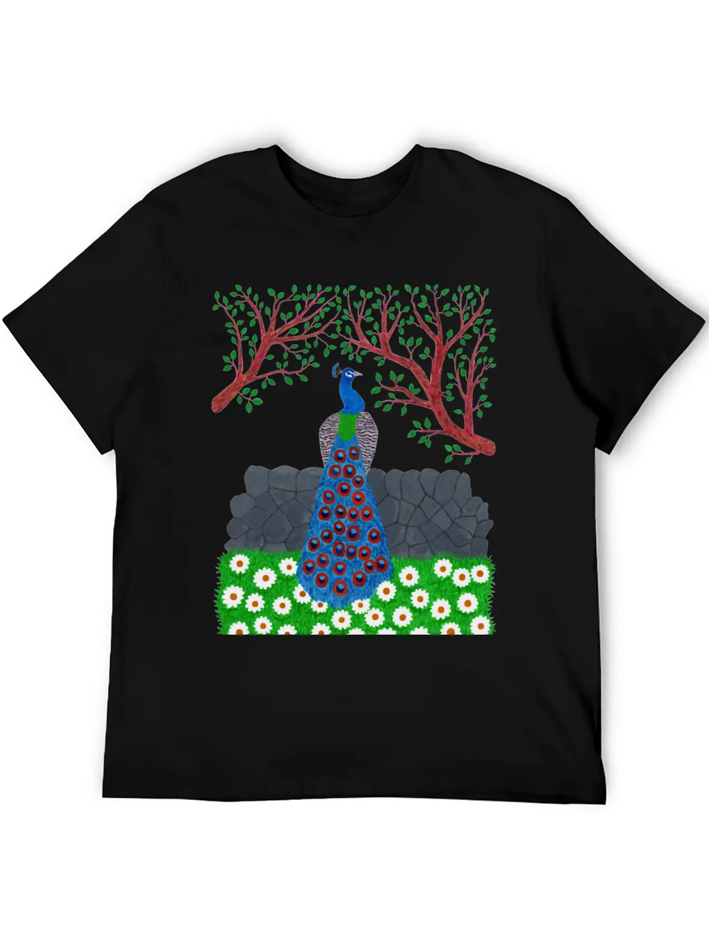 The Peacock Charm (v2) Breathable Soft Cotton T-Shirt – Timeless Casual Look