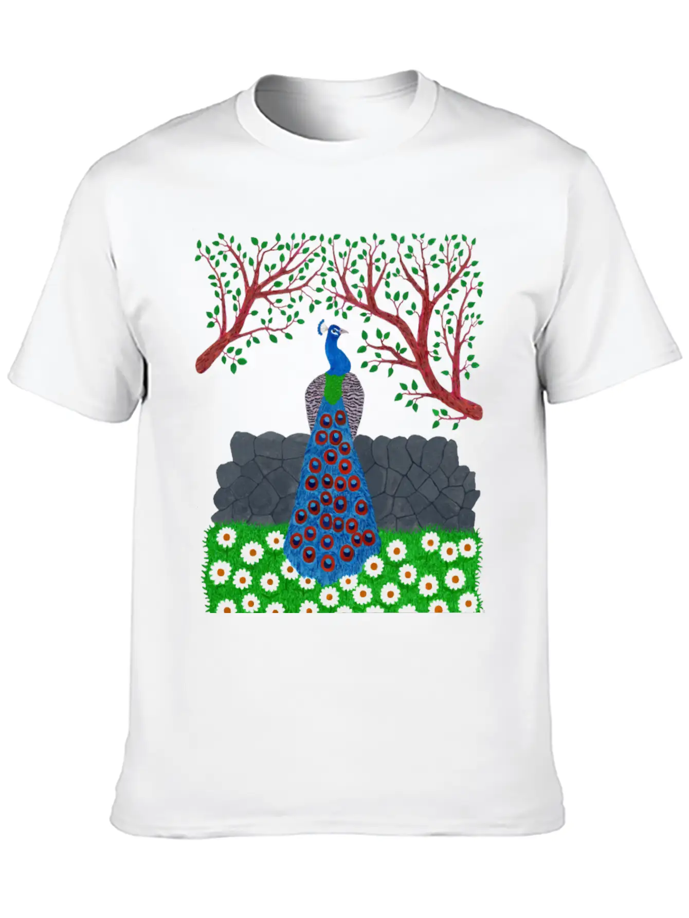 The Peacock Charm (v2) Breathable Soft Cotton T-Shirt – Timeless Casual Look