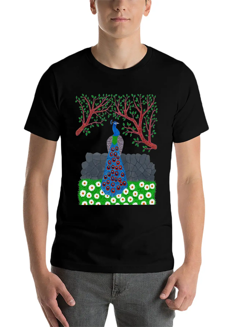 The Peacock Charm (v2) Breathable Soft Cotton T-Shirt – Timeless Casual Look