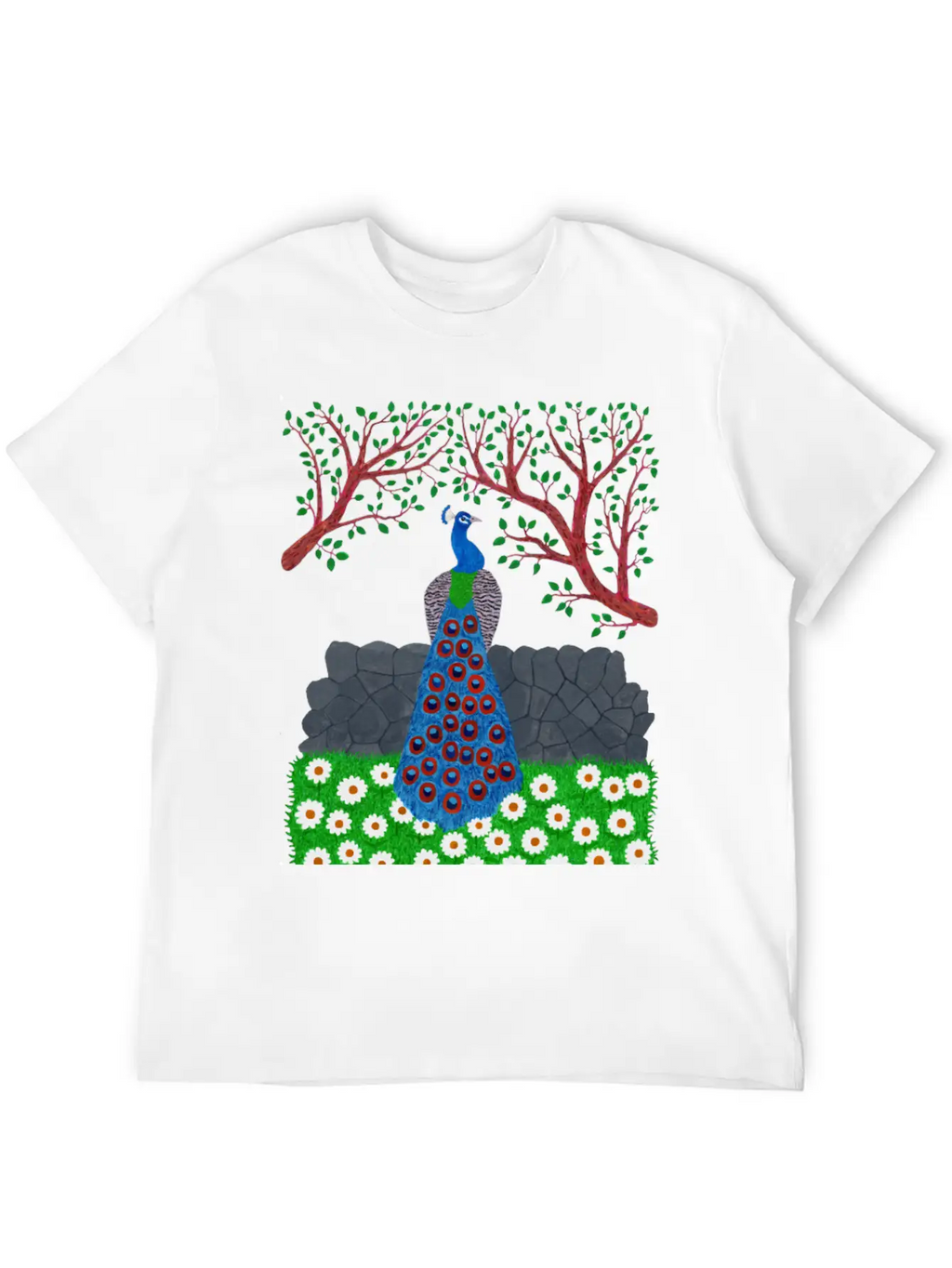 The Peacock Charm (v2) Breathable Soft Cotton T-Shirt – Timeless Casual Look